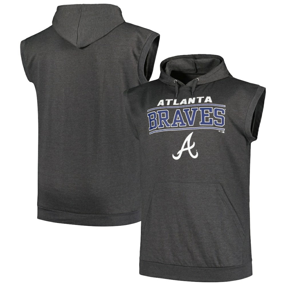 Atlanta Braves Profile Big & Tall Muscle Sleeveless Pullover Hoodie - MLB