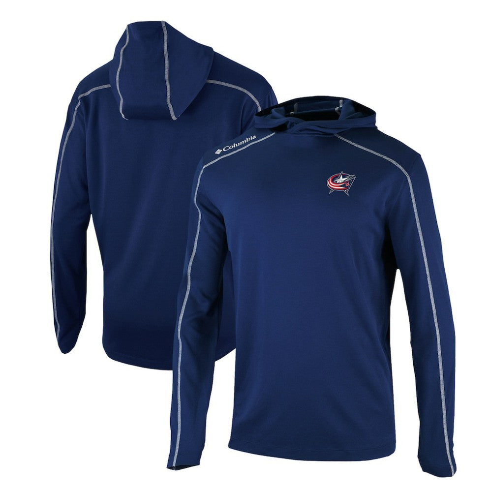Columbus Blue Jackets Columbia Omni-Wick Shotgun Long Sleeve Hoodie T-Shirt - Navy - NHL
