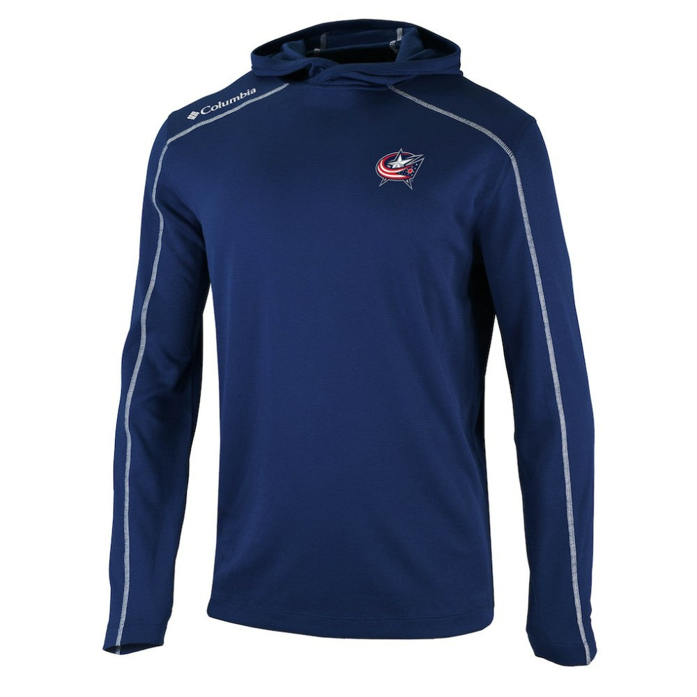 Columbus Blue Jackets Columbia Omni-Wick Shotgun Long Sleeve Hoodie T-Shirt - Navy - NHL