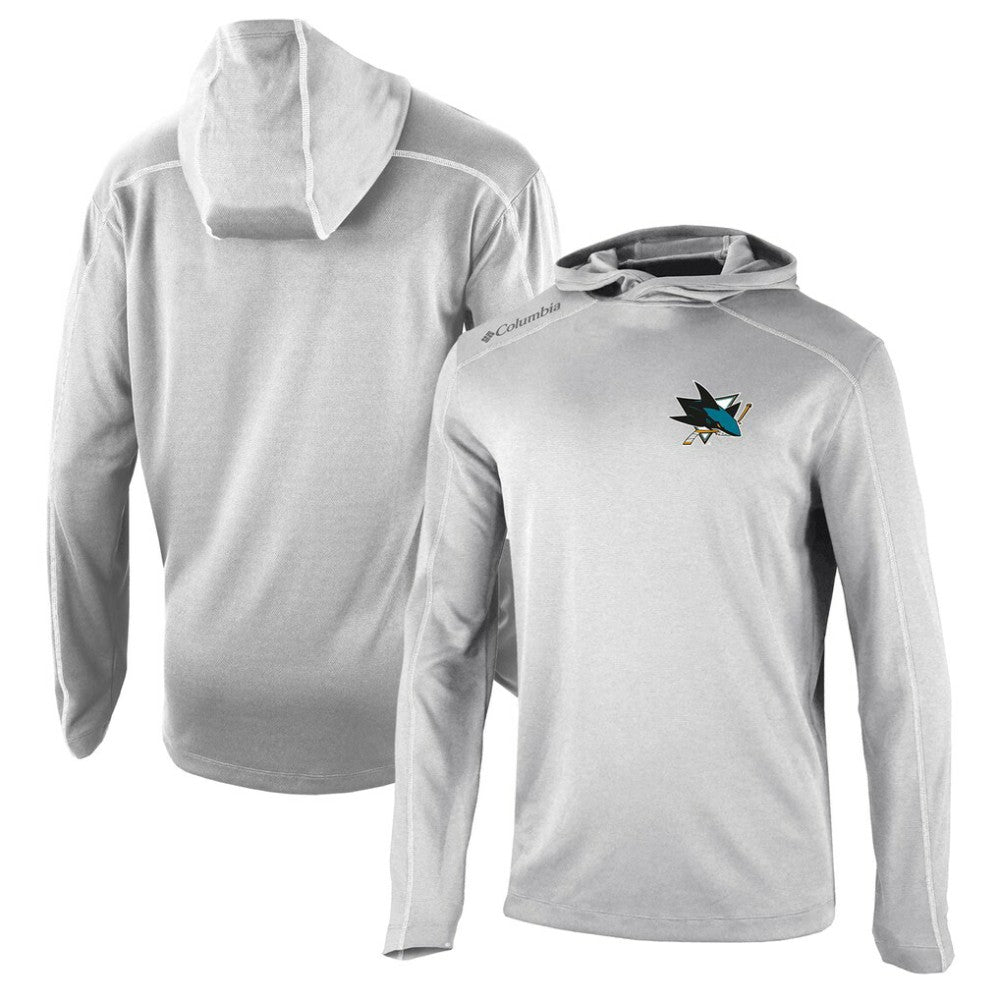 San Jose Sharks Columbia Omni-Wick Shotgun Long Sleeve Hoodie T-Shirt - Gray - NHL