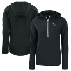New York Giants Cutter & Buck Women's Helmet Daybreak Eco Recycled Half-Zip Hoodie Black | NFL