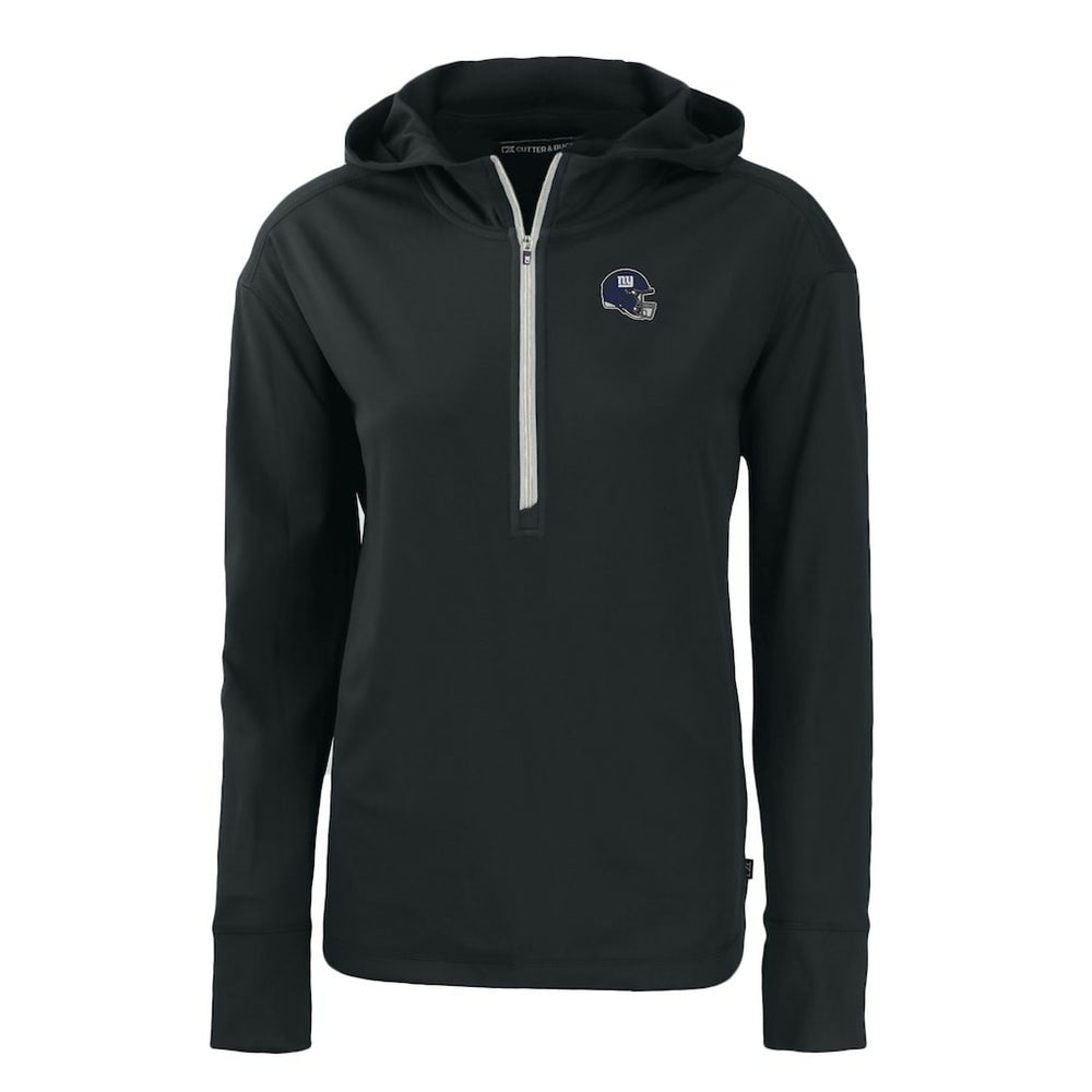 New York Giants Cutter & Buck Women's Helmet Daybreak Eco Recycled Half-Zip Hoodie Black | NFL