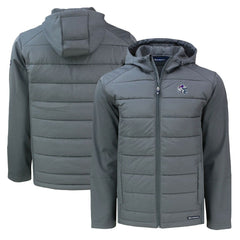 Buffalo Bills Cutter & Buck Helmet Evoke Hybrid Eco Softshell Recycled Full-Zip Hoodie Jacket Gray | NFL