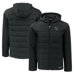 Jacksonville Jaguars Cutter & Buck Helmet Evoke Hybrid Eco Softshell Recycled Full-Zip Hoodie Jacket Black | NFL