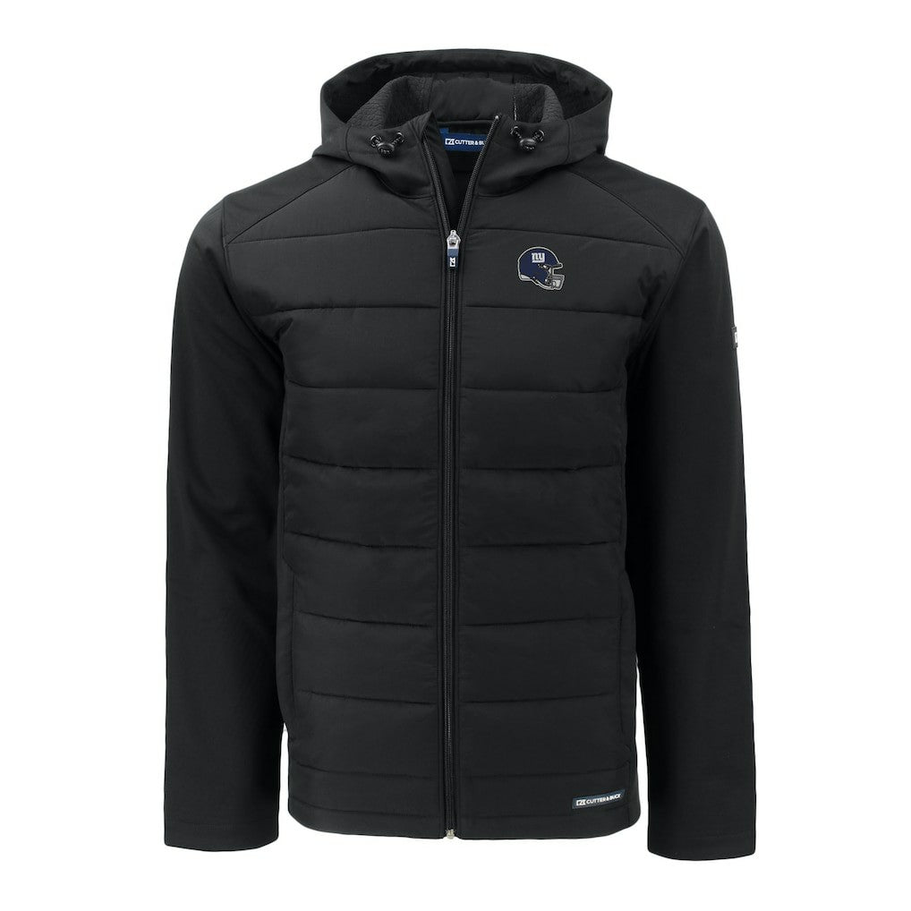 New York Giants Cutter & Buck Helmet Evoke Hybrid Eco Softshell Recycled Full-Zip Hoodie Jacket Black | NFL
