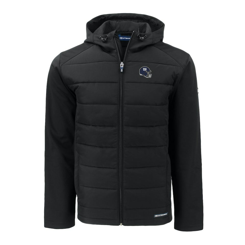 New York Giants Cutter & Buck Helmet Evoke Hybrid Eco Softshell Recycled Full-Zip Hoodie Jacket Black | NFL