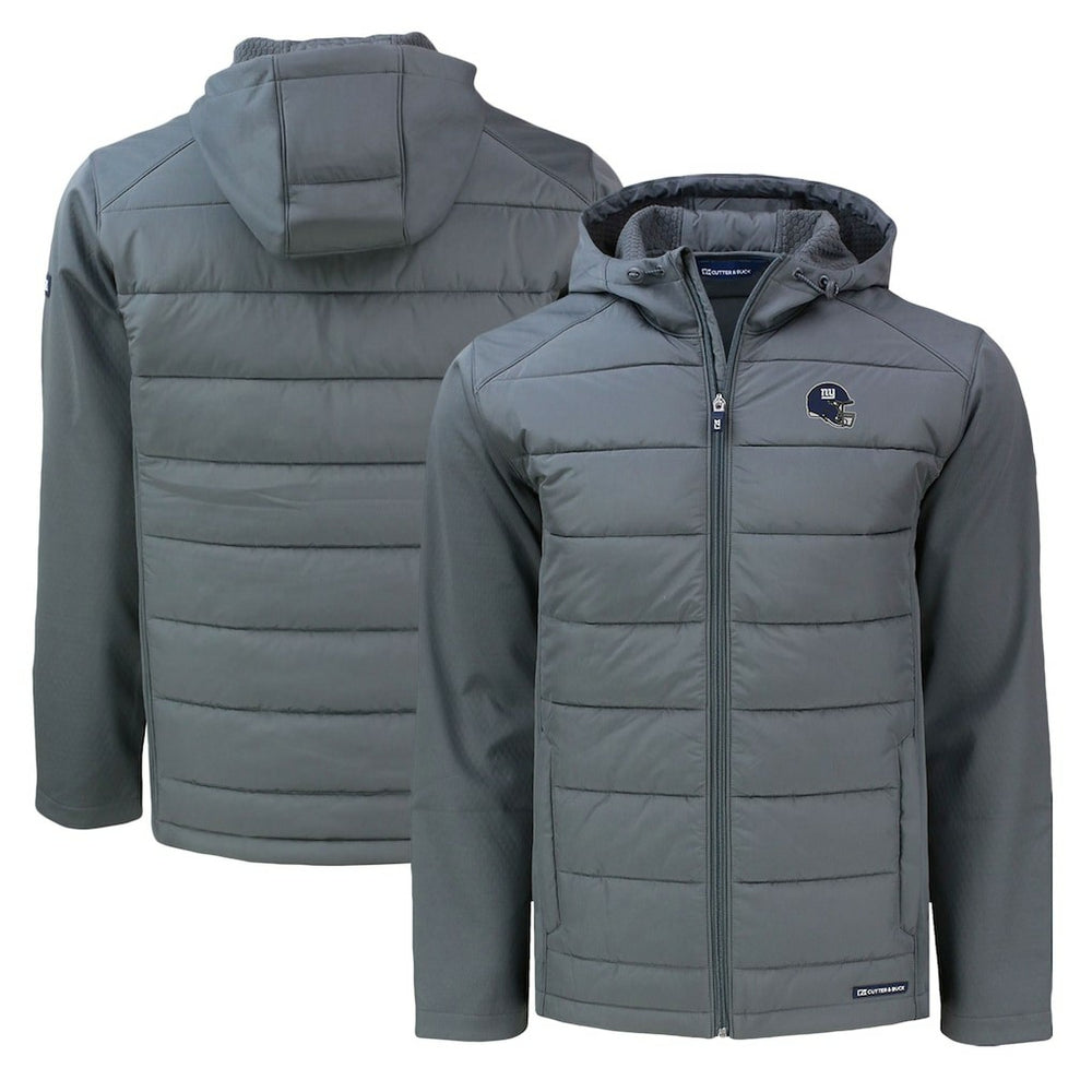 New York Giants Cutter & Buck Helmet Evoke Hybrid Eco Softshell Recycled Full-Zip Hoodie Jacket Gray | NFL