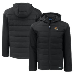 San Francisco 49ers Cutter & Buck Helmet Evoke Hybrid Eco Softshell Recycled Full-Zip Hoodie Jacket Black | NFL