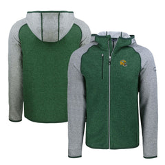 Green Bay Packers Cutter & Buck Helmet Mainsail Sweater-Knit Full-Zip Hoodie Heather Green/Heather Gray | NFL