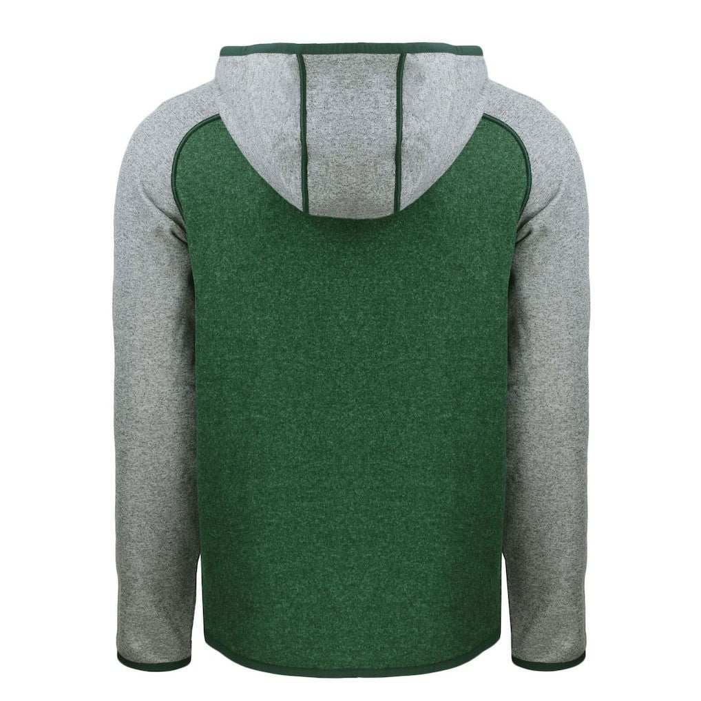 Green Bay Packers Cutter & Buck Helmet Mainsail Sweater-Knit Full-Zip Hoodie Heather Green/Heather Gray | NFL