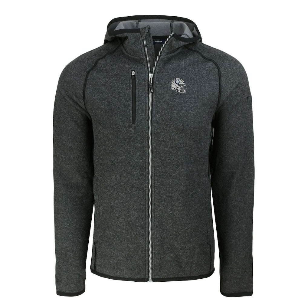Indianapolis Colts Cutter & Buck Helmet Mainsail Sweater-Knit Full-Zip Hoodie Heather Charcoal | NFL