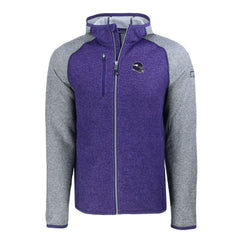Minnesota Vikings Cutter & Buck Helmet Mainsail Sweater-Knit Full-Zip Hoodie Heather Purple/Heather Gray | NFL
