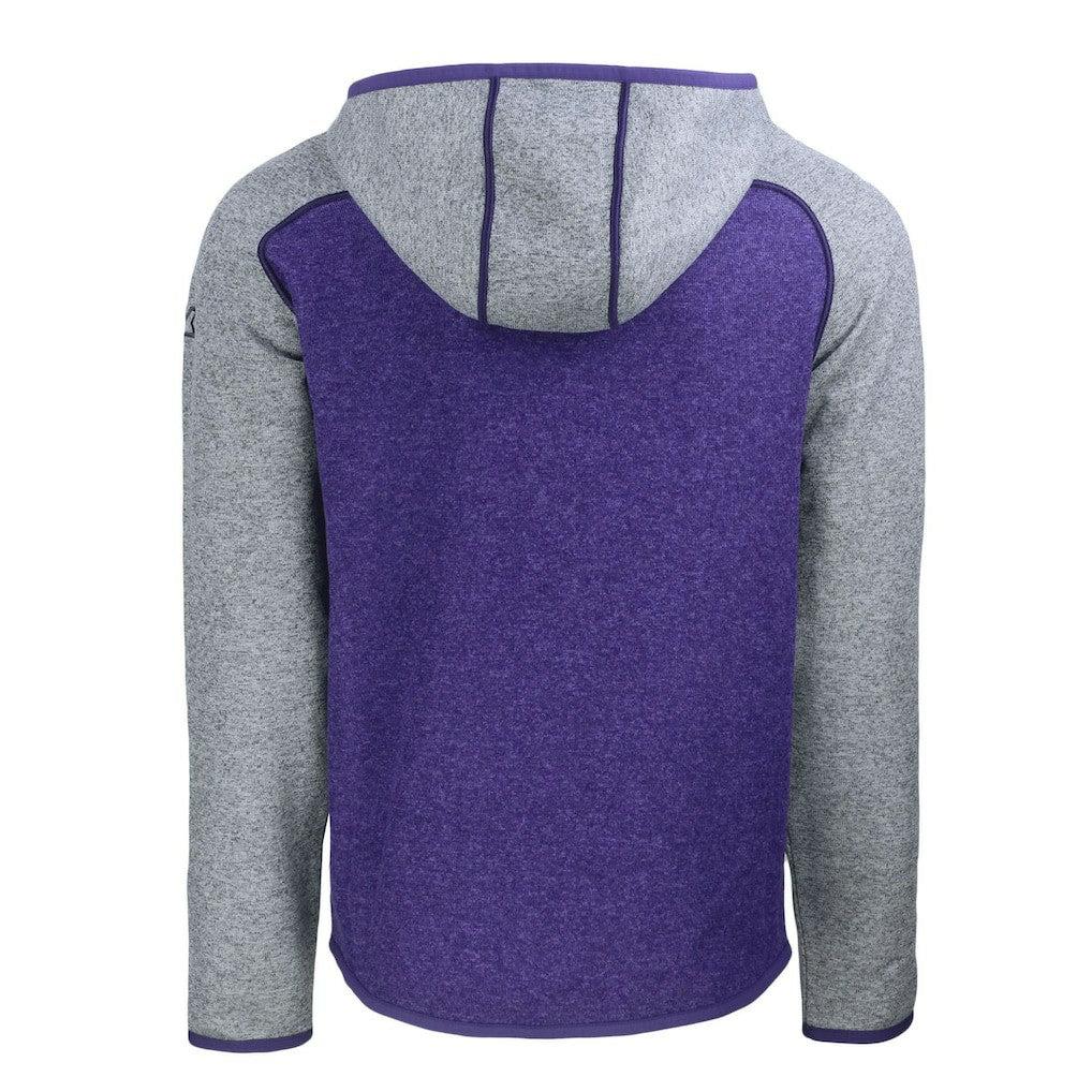 Minnesota Vikings Cutter & Buck Helmet Mainsail Sweater-Knit Full-Zip Hoodie Heather Purple/Heather Gray | NFL