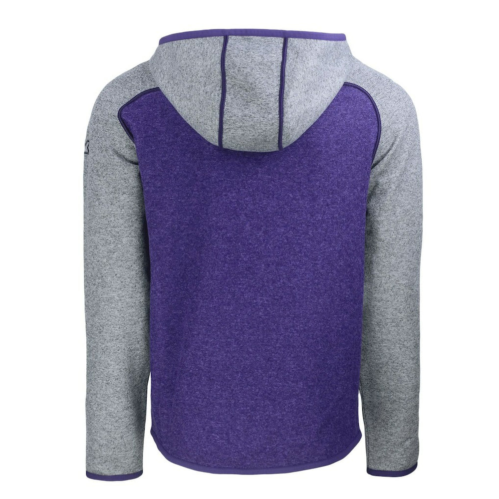 Minnesota Vikings Cutter & Buck Helmet Mainsail Sweater-Knit Full-Zip Hoodie Heather Purple/Heather Gray | NFL
