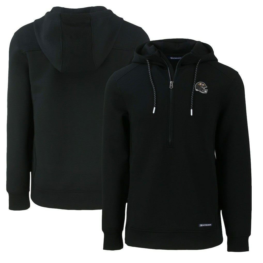 Baltimore Ravens Cutter & Buck Helmet Roam Eco Half-Zip Recycled Pullover Hoodie Black | NFL