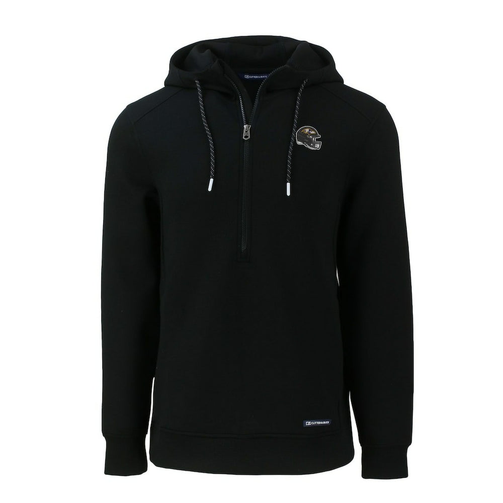 Baltimore Ravens Cutter & Buck Helmet Roam Eco Half-Zip Recycled Pullover Hoodie Black | NFL