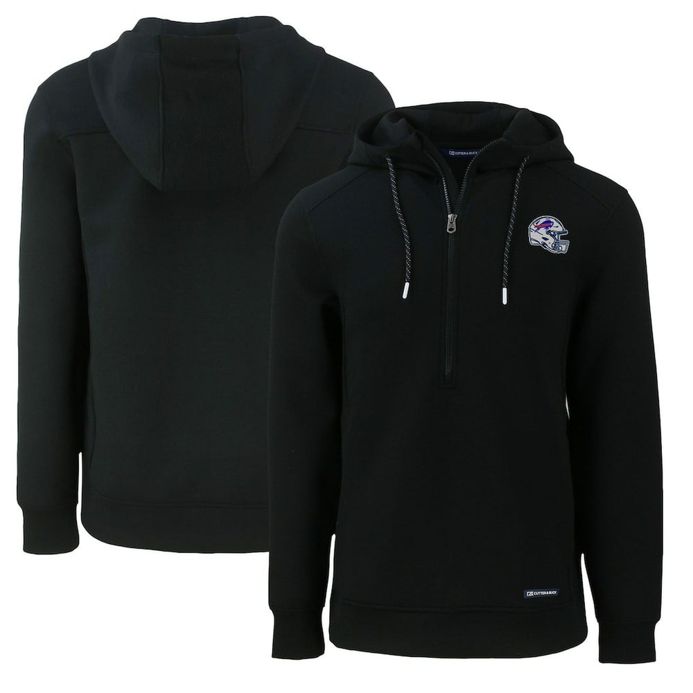 Buffalo Bills Cutter & Buck Helmet Roam Eco Half-Zip Recycled Pullover Hoodie Black | NFL