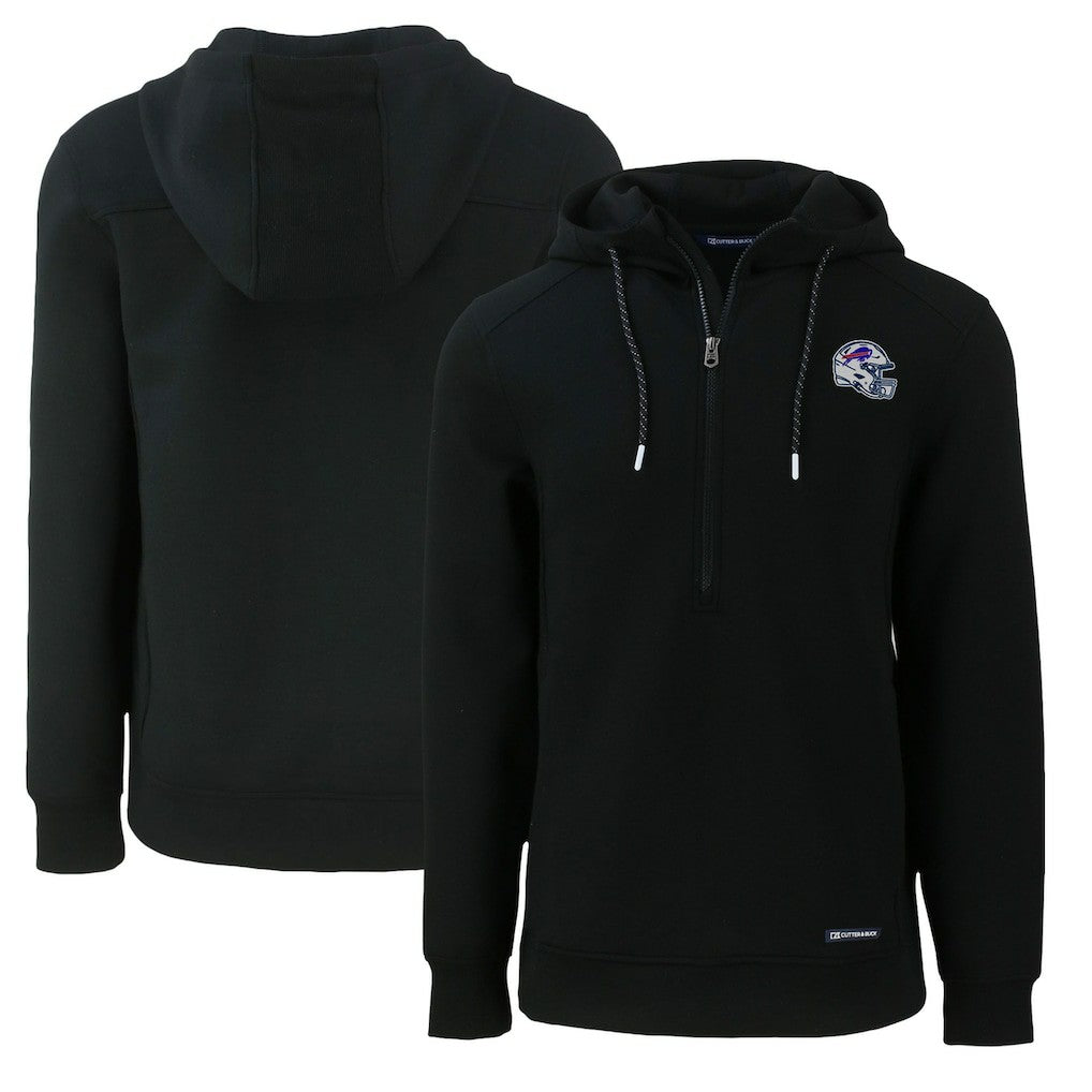 Buffalo Bills Cutter & Buck Helmet Roam Eco Half-Zip Recycled Pullover Hoodie Black | NFL