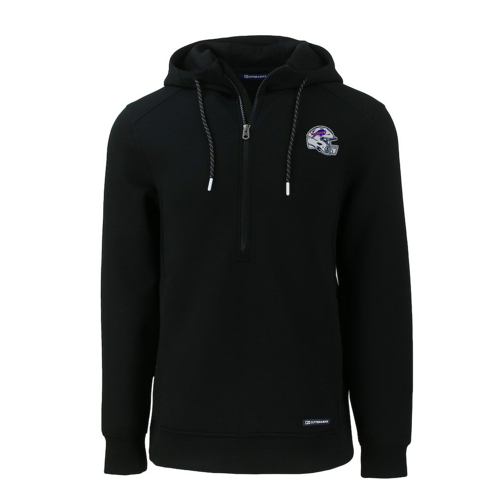 Buffalo Bills Cutter & Buck Helmet Roam Eco Half-Zip Recycled Pullover Hoodie Black | NFL