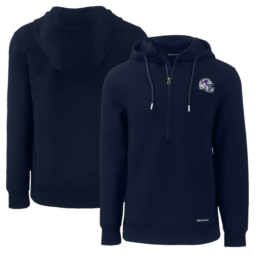 Buffalo Bills Cutter & Buck Helmet Roam Eco Half-Zip Recycled Pullover Hoodie Navy | NFL
