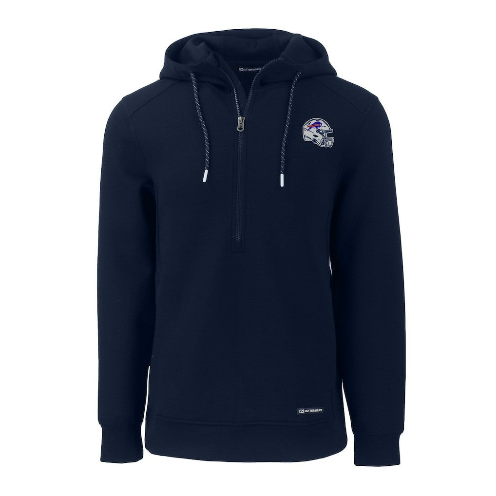 Buffalo Bills Cutter & Buck Helmet Roam Eco Half-Zip Recycled Pullover Hoodie Navy | NFL