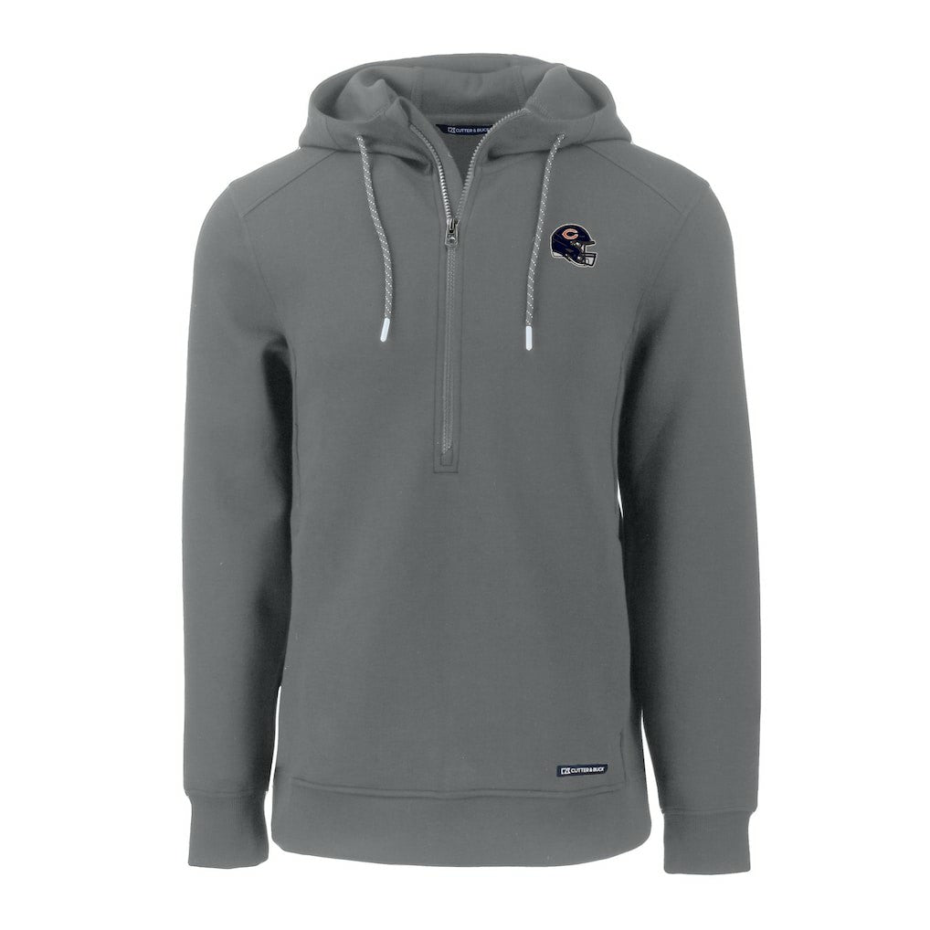 Chicago Bears Cutter & Buck Helmet Roam Eco Half-Zip Recycled Pullover Hoodie Gray | NFL
