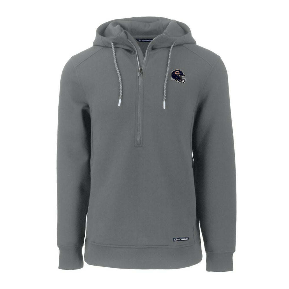 Chicago Bears Cutter & Buck Helmet Roam Eco Half-Zip Recycled Pullover Hoodie Gray | NFL