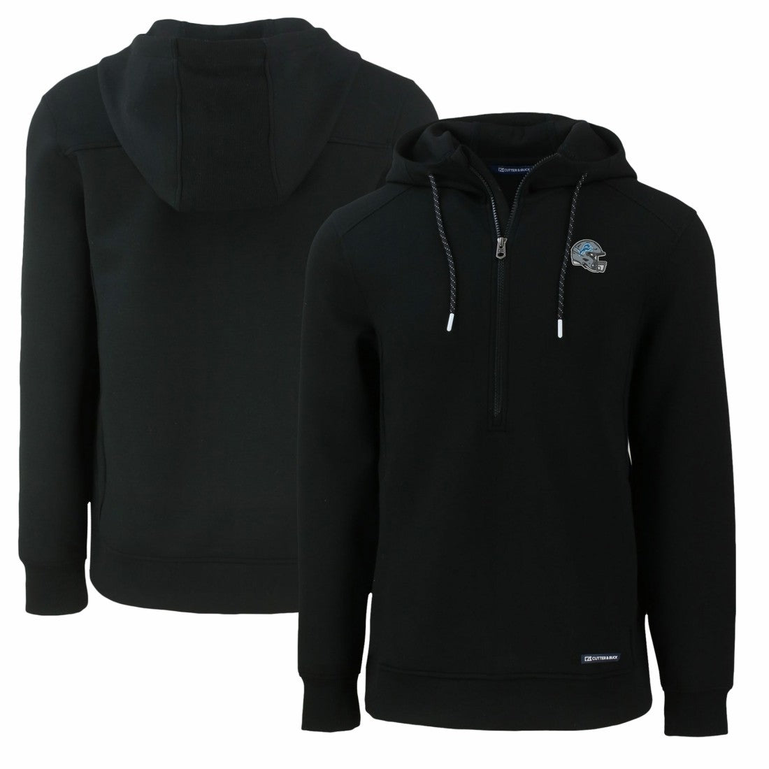 Detroit Lions Cutter & Buck Helmet Roam Eco Half-Zip Recycled Pullover Hoodie Black | NFL