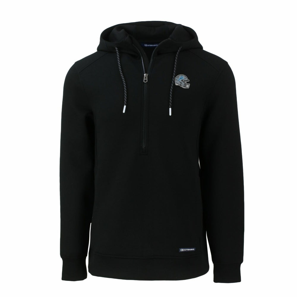 Detroit Lions Cutter & Buck Helmet Roam Eco Half-Zip Recycled Pullover Hoodie Black | NFL