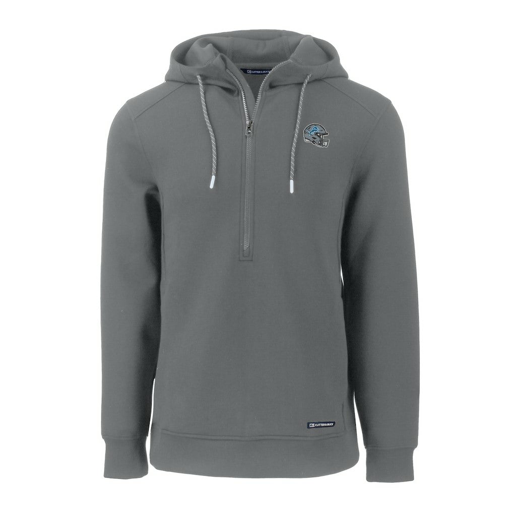 Detroit Lions Cutter & Buck Helmet Roam Eco Half-Zip Recycled Pullover Hoodie Gray | NFL