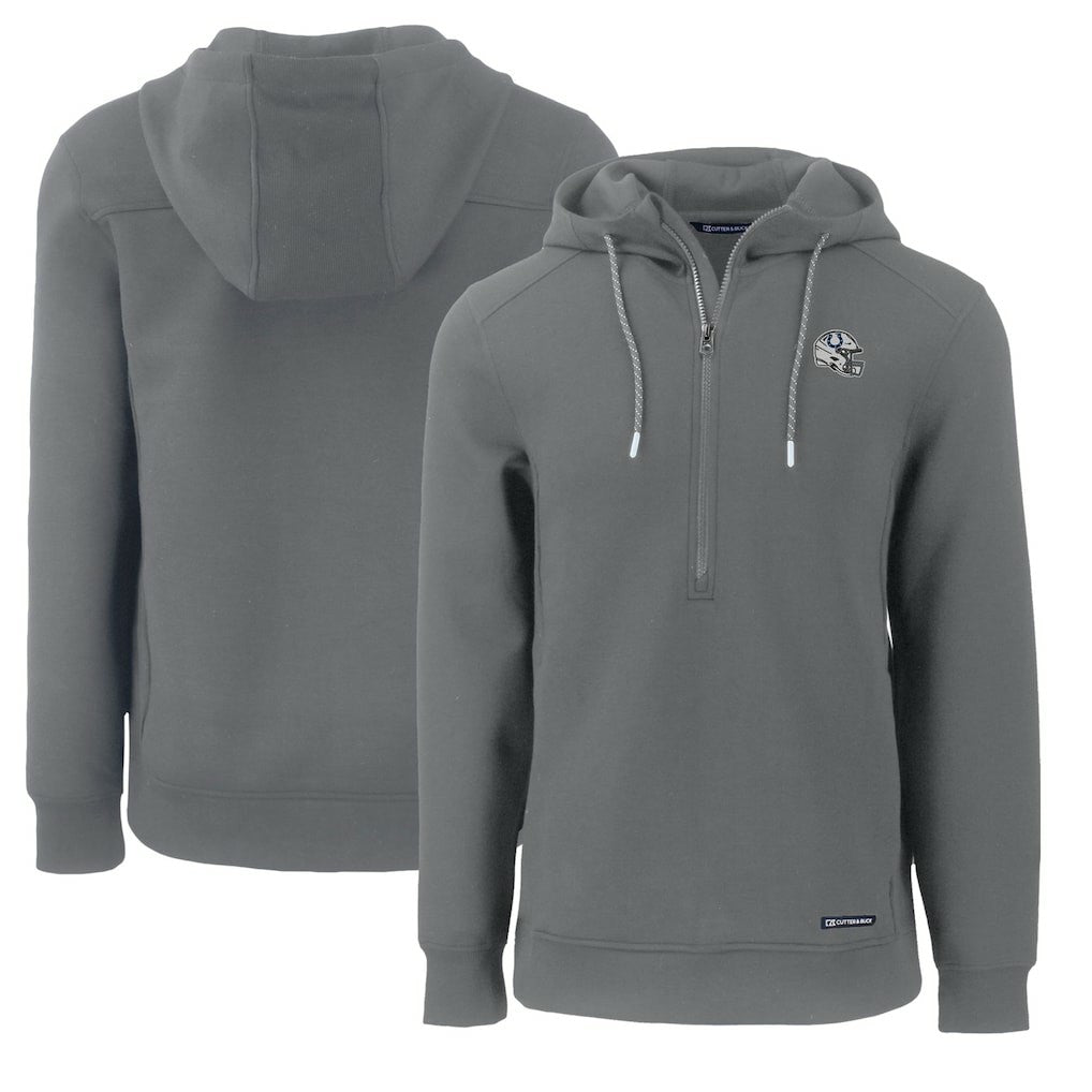 Indianapolis Colts Cutter & Buck Helmet Roam Eco Half-Zip Recycled Pullover Hoodie Gray | NFL