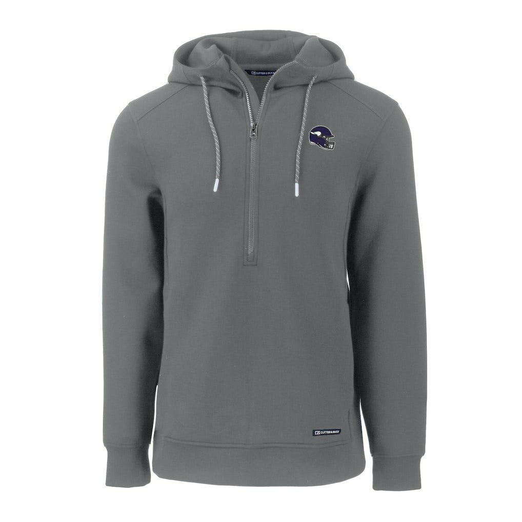 Minnesota Vikings Cutter & Buck Helmet Roam Eco Half-Zip Recycled Pullover Hoodie Gray | NFL