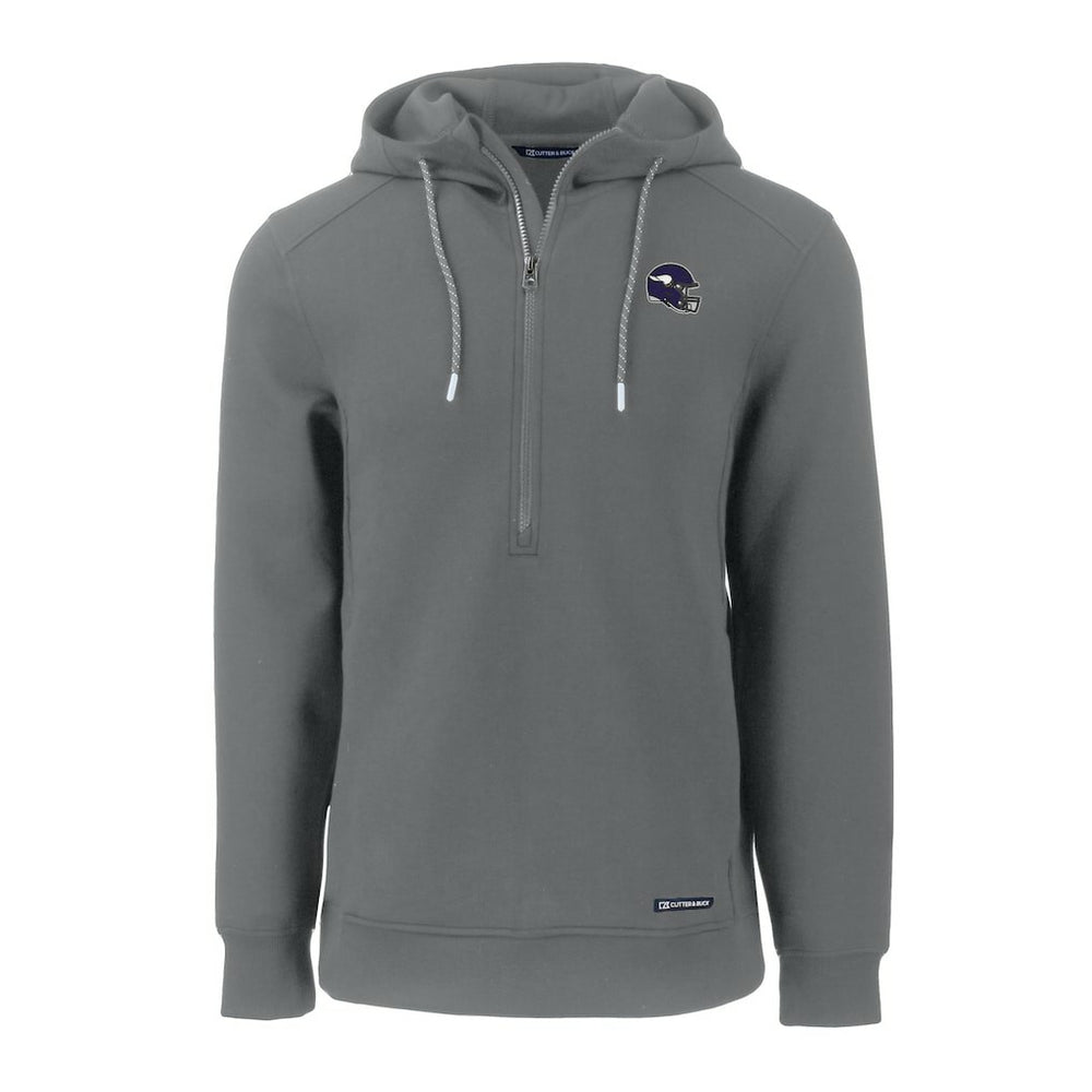 Minnesota Vikings Cutter & Buck Helmet Roam Eco Half-Zip Recycled Pullover Hoodie Gray | NFL