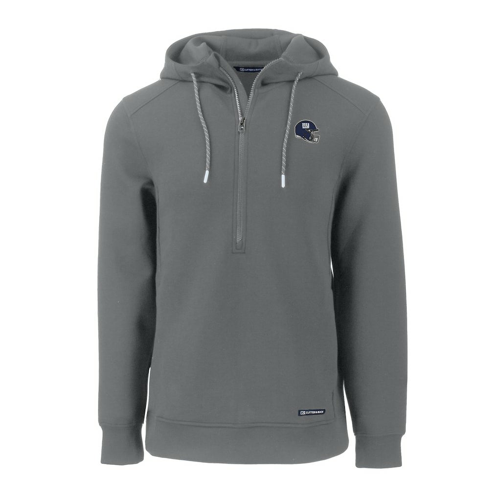 New York Giants Cutter & Buck Helmet Roam Eco Half-Zip Recycled Pullover Hoodie Gray | NFL