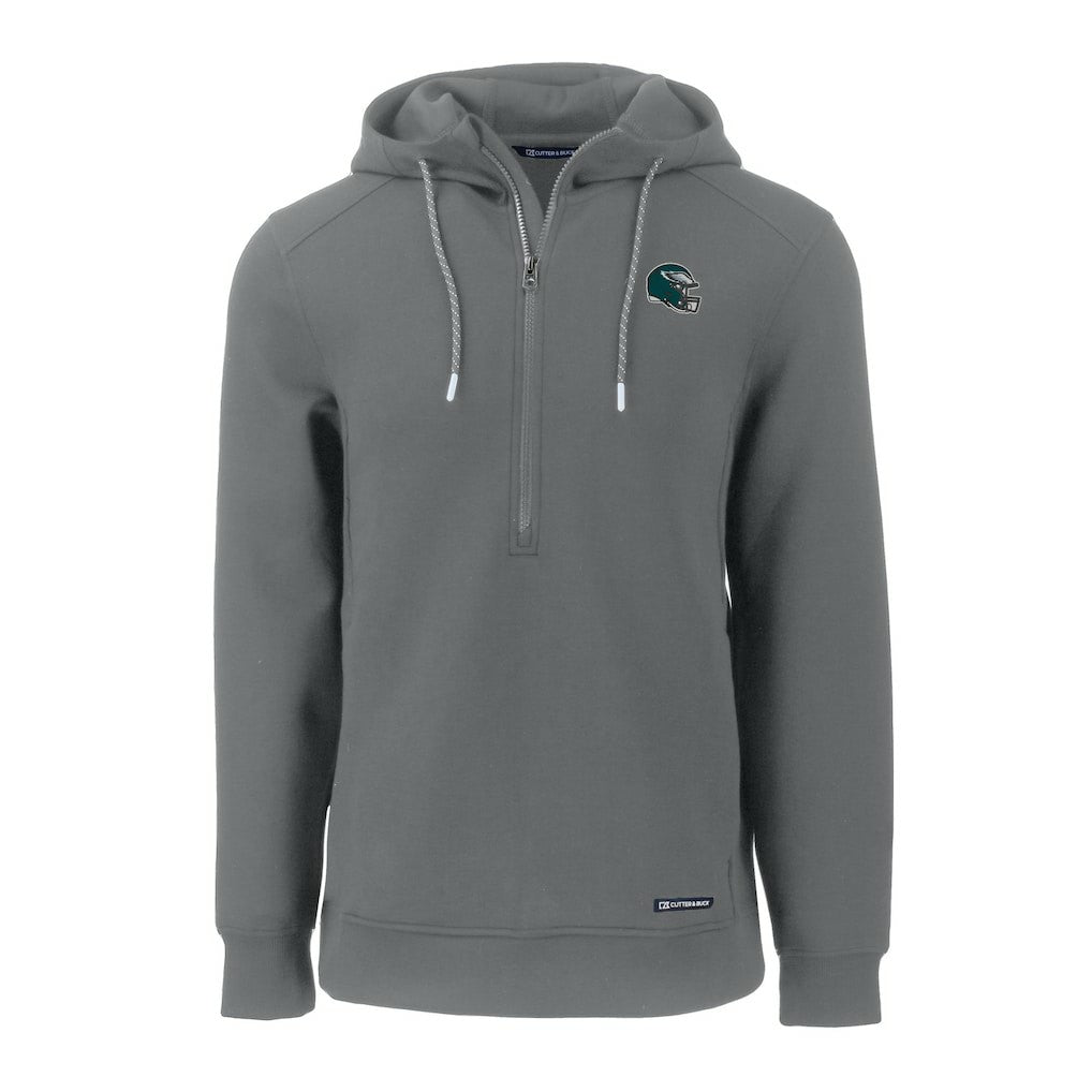 Philadelphia Eagles Cutter & Buck Helmet Roam Eco Half-Zip Recycled Pullover Hoodie Gray | NFL