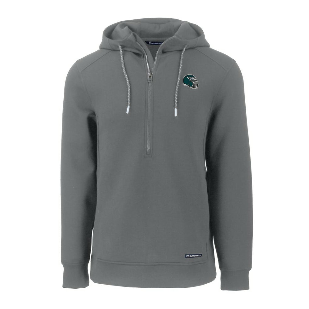 Philadelphia Eagles Cutter & Buck Helmet Roam Eco Half-Zip Recycled Pullover Hoodie Gray | NFL