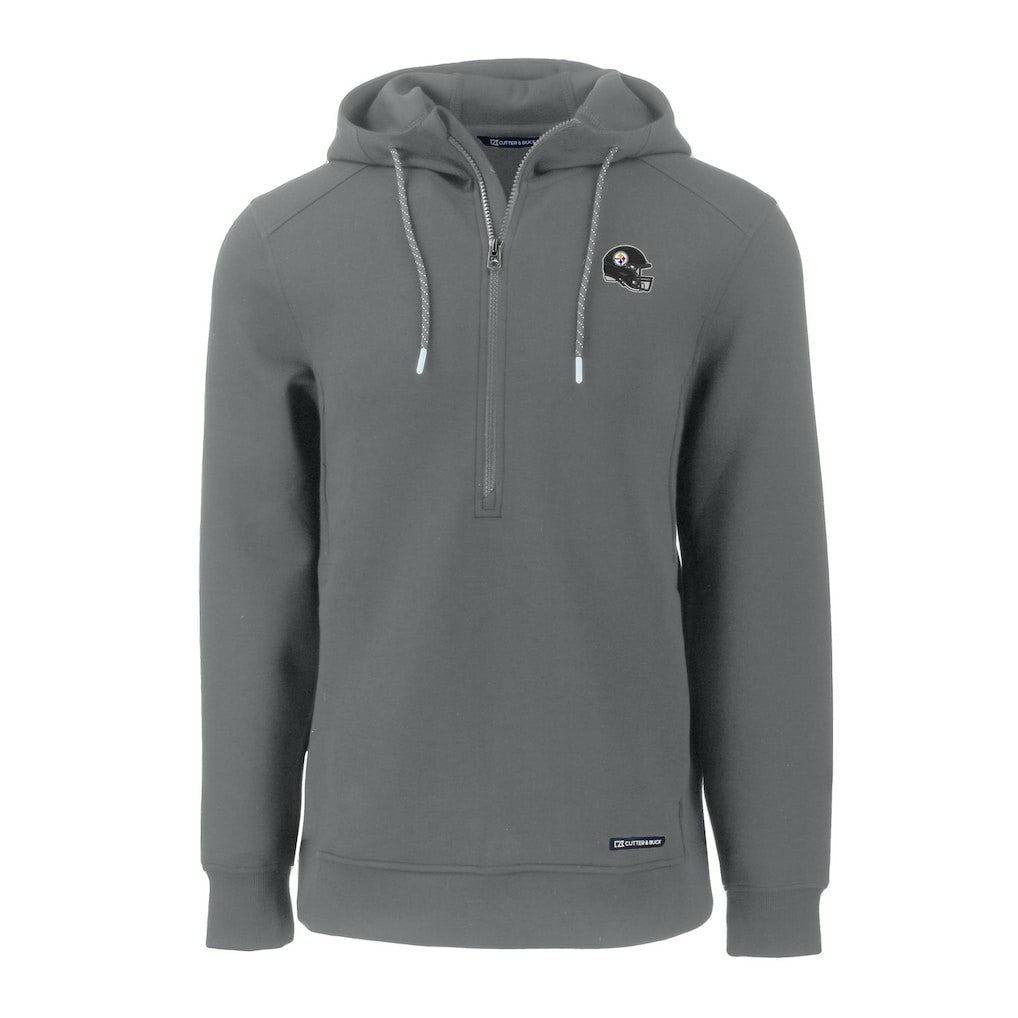 Pittsburgh Steelers Cutter & Buck Helmet Roam Eco Half-Zip Recycled Pullover Hoodie Gray | NFL
