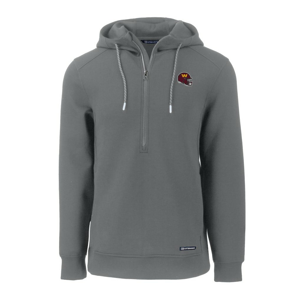 Washington Commanders Cutter & Buck Helmet Roam Eco Half-Zip Recycled Pullover Hoodie Gray | NFL