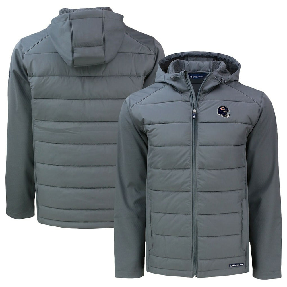 Chicago Bears Cutter & Buck Helmet Big & Tall Evoke Hybrid Eco Softshell Recycled Full-Zip Jacket Gray | NFL