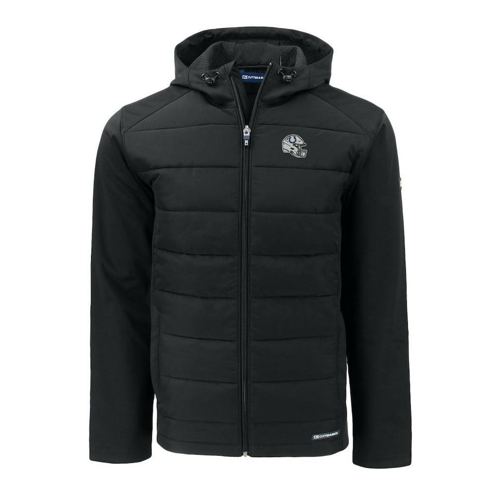 Indianapolis Colts Cutter & Buck Helmet Big & Tall Evoke Hybrid Eco Softshell Recycled Full-Zip Hoodie Jacket Black | NFL