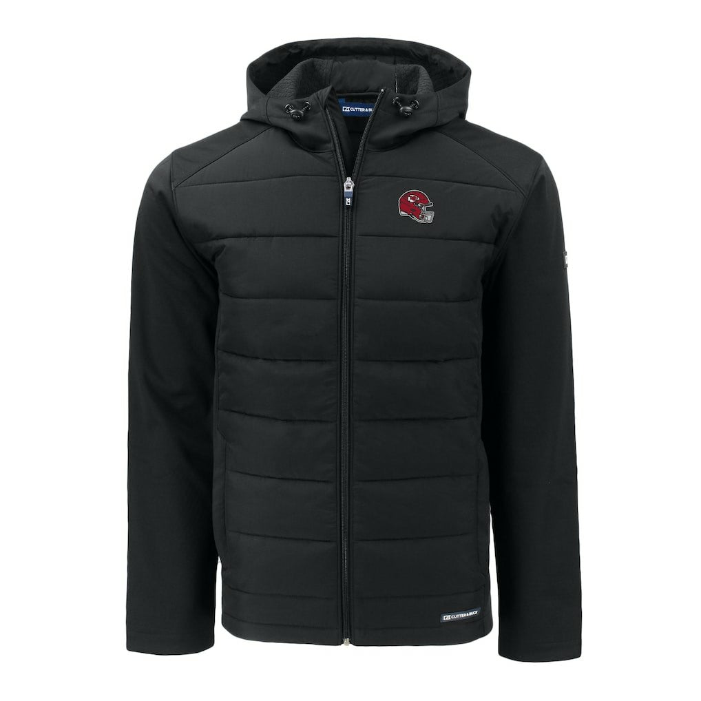 Kansas City Chiefs Cutter & Buck Helmet Big & Tall Evoke Hybrid Eco Softshell Recycled Full-Zip Hoodie Jacket Black | NFL