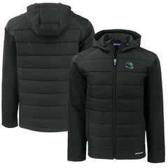 Philadelphia Eagles Cutter & Buck Helmet Big & Tall Evoke Hybrid Eco Softshell Recycled Full-Zip Jacket Black | NFL