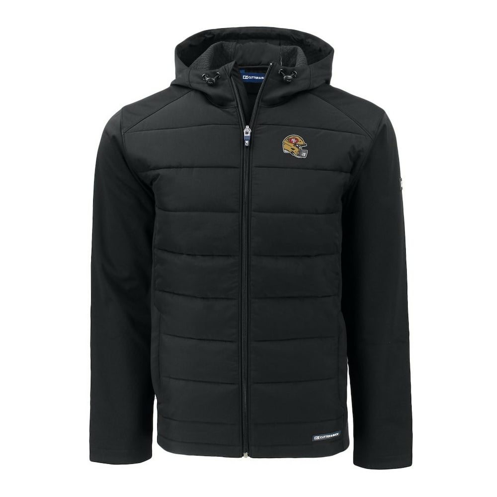 San Francisco 49ers Cutter & Buck Helmet Big & Tall Evoke Hybrid Eco Softshell Recycled Full-Zip Jacket Black | NFL