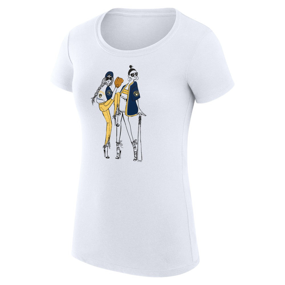 Milwaukee Brewers G-III 4Her by Carl Banks Women's Super-Slim Fit Lightweight Baseball Girls T-Shirt - MLB