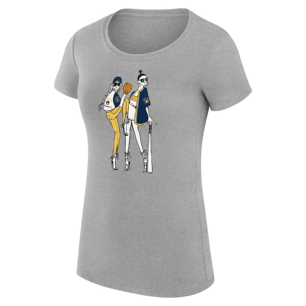 Milwaukee Brewers G-III 4Her by Carl Banks Women's Super-Slim Fit Lightweight Baseball Girls T-Shirt - MLB