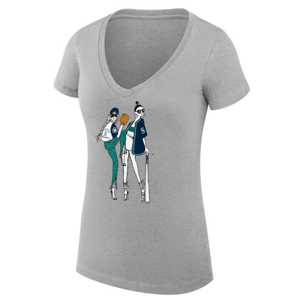 Seattle Mariners G-III 4Her by Carl Banks Women's Super-Slim Fit Lightweight Baseball V-Neck T-Shirt - MLB