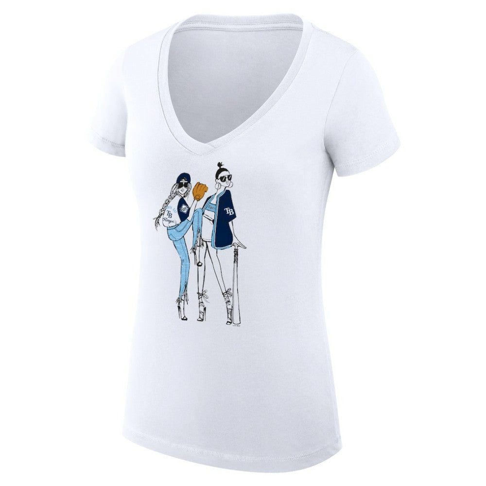 Tampa Bay Rays G-III 4Her by Carl Banks Women's Super-Slim Fit Lightweight Baseball V-Neck T-Shirt - MLB