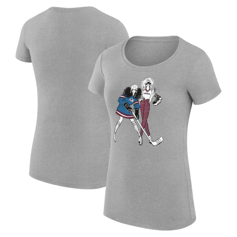 Colorado Avalanche G-III 4Her by Carl Banks Women's Super-Slim Fit Lightweight Hockey Girls T-Shirt - Heather Gray - NHL