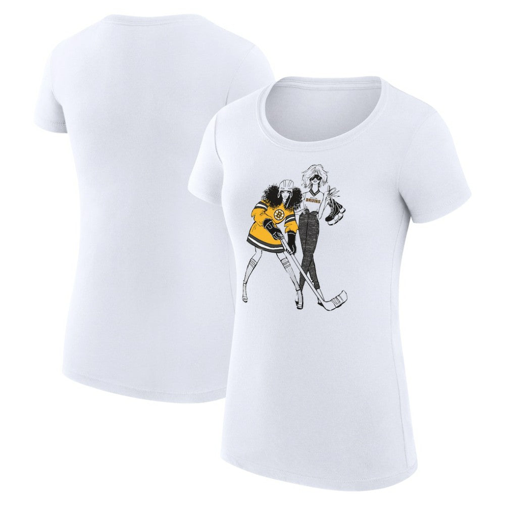 Boston Bruins G-III 4Her by Carl Banks Women's Super-Slim Fit Lightweight Hockey Girls T-Shirt - White - NHL