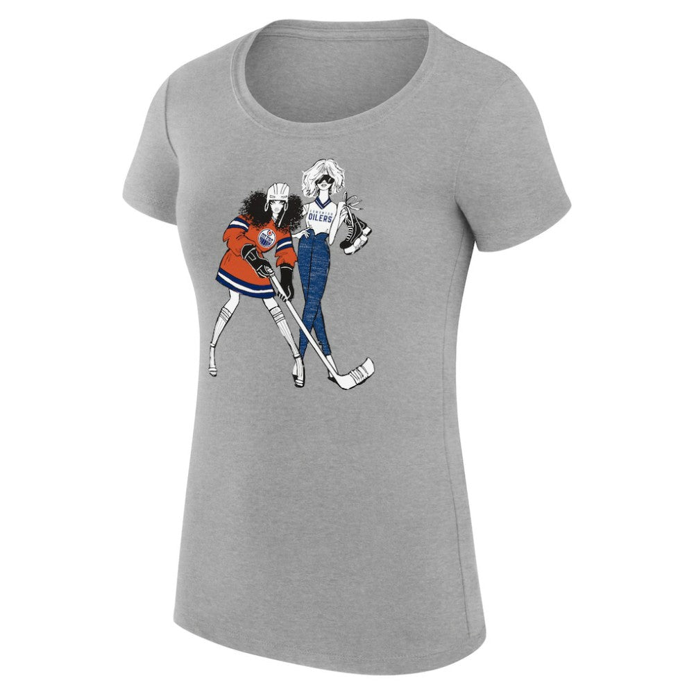 Edmonton Oilers G-III 4Her by Carl Banks Women's Super-Slim Fit Lightweight Hockey Girls T-Shirt - Heather Gray - NHL
